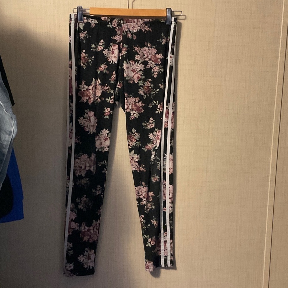 Floral Black Kids Leggings